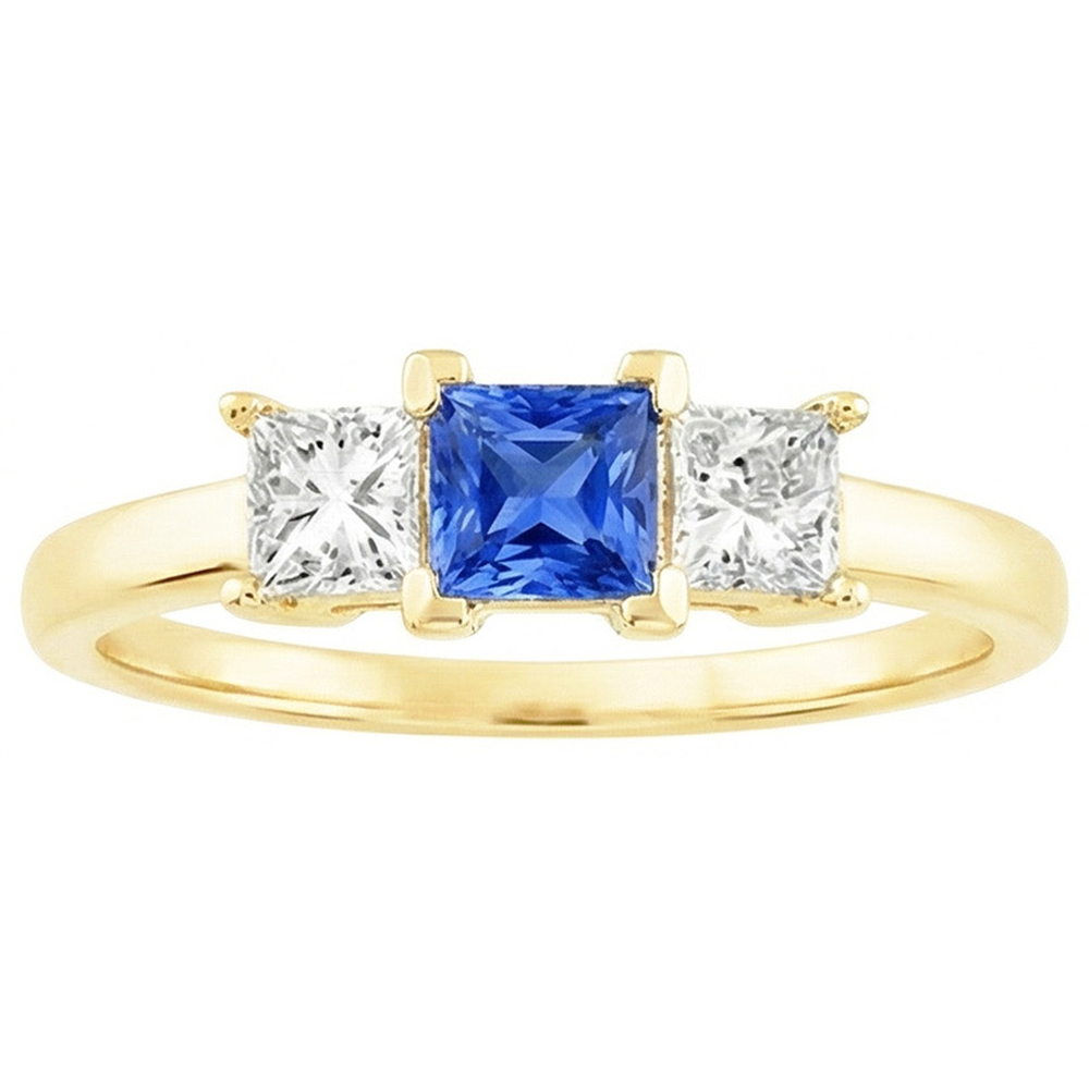 3 Stone Natural Earth Mined Diamond Anniversary Gemstone Ring 2 Carats Yellow Gold 14K