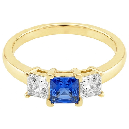 3 Stone Natural Earth Mined Diamond Anniversary Gemstone Ring 2 Carats Yellow Gold 14K