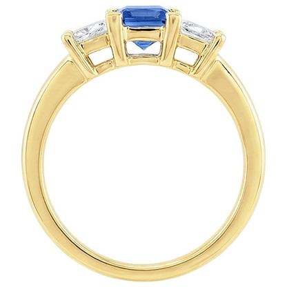 3 Stone Natural Earth Mined Diamond Anniversary Gemstone Ring 2 Carats Yellow Gold 14K