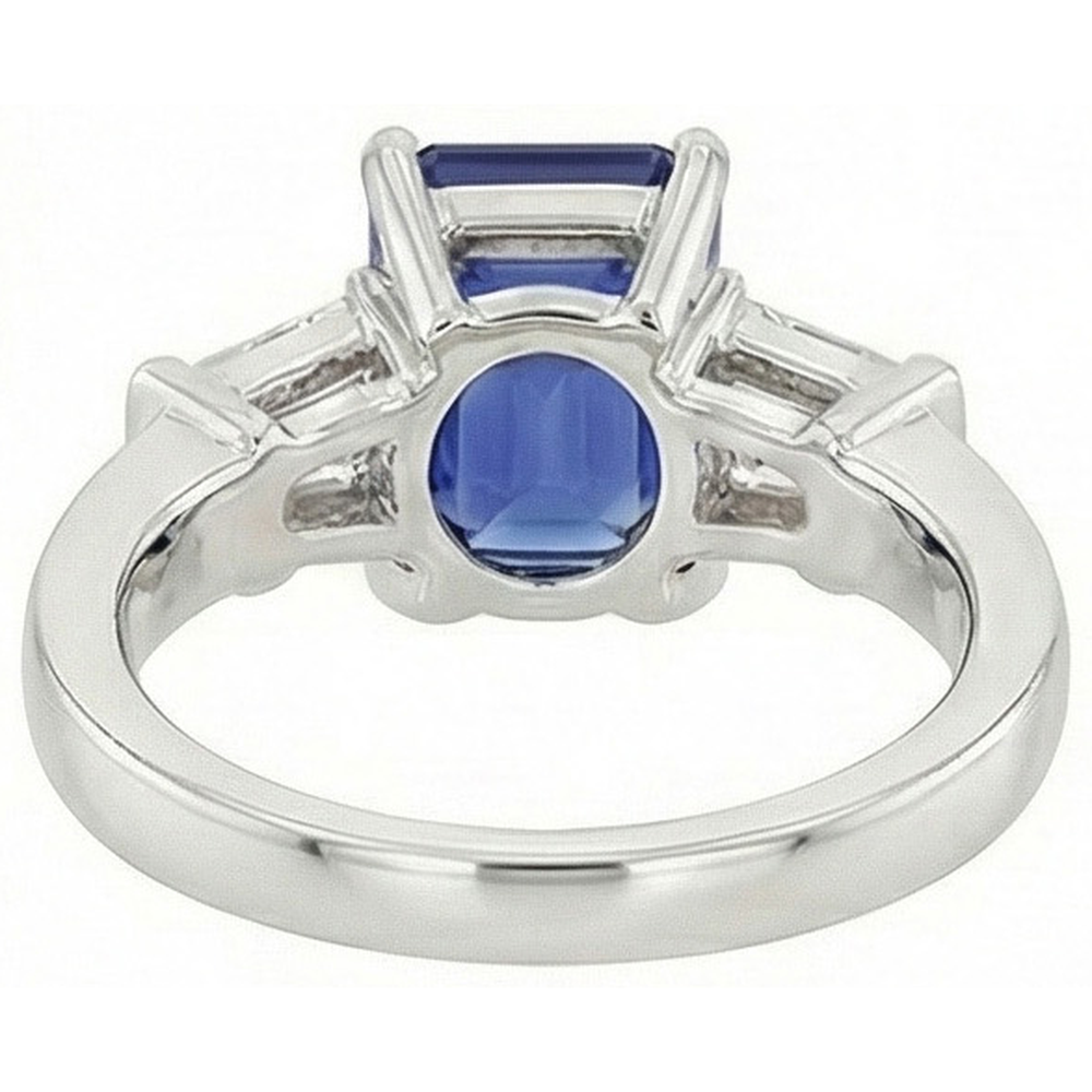3 Stone Natural Earth Mined Diamond Emerald Blue Sapphire Engagement Ring 2.50 Carats