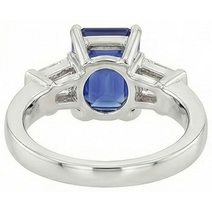 3 Stone Natural Earth Mined Diamond Emerald Blue Sapphire Engagement Ring 2.50 Carats