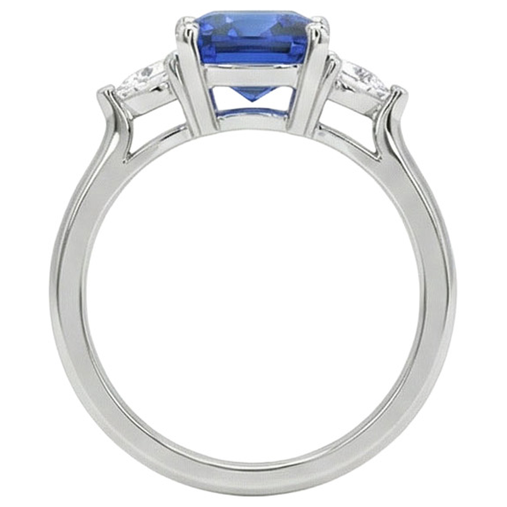 natural cushion sapphire 2.75ct ring profile view