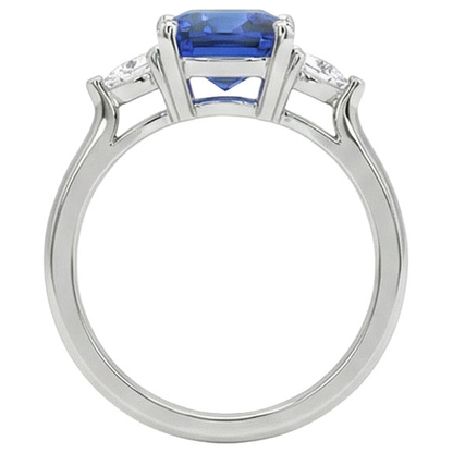 natural cushion sapphire 2.75ct ring profile view