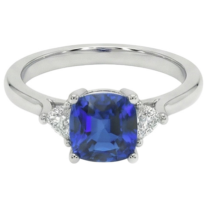 natural cushion sapphire 2.75ct ring side angle