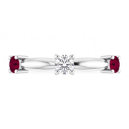 3 Stone Natural Earth Mined Diamond Ring 0.90 Carats Burma Ruby Women Jewelry