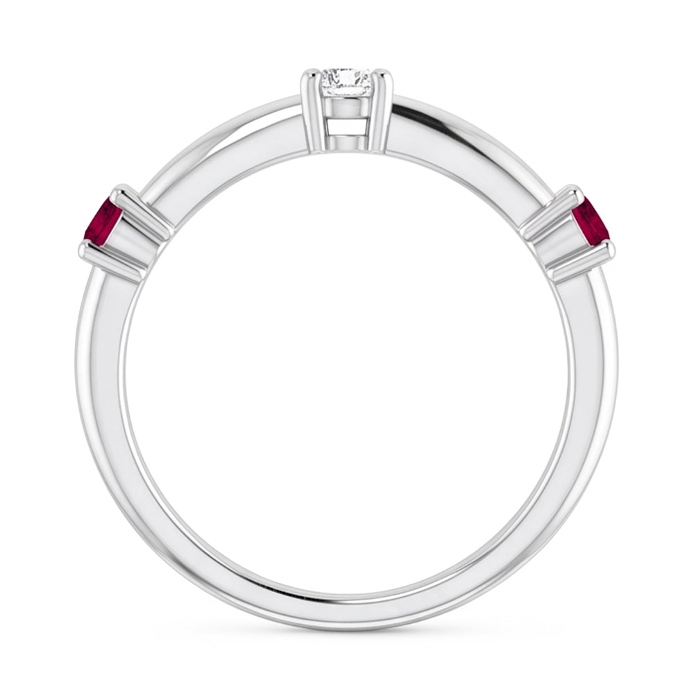 3 Stone Natural Earth Mined Diamond Ring 0.90 Carats Burma Ruby Women Jewelry