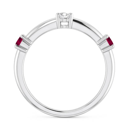 3 Stone Natural Earth Mined Diamond Ring 0.90 Carats Burma Ruby Women Jewelry
