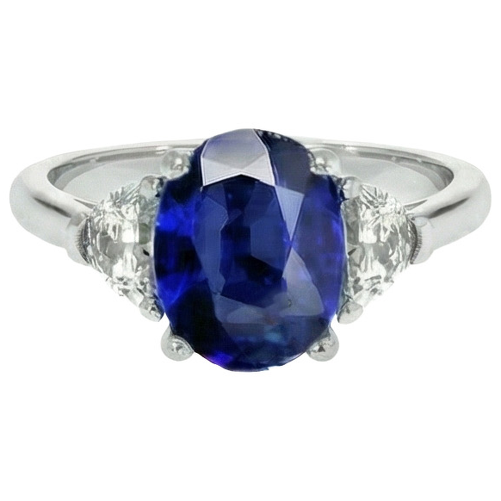 natural oval sapphire 8.25ct ring side angle