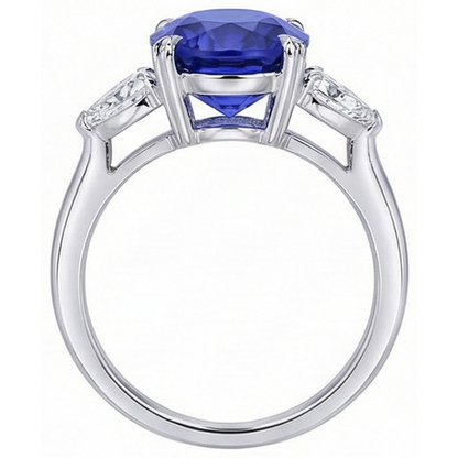 natural oval sapphire 4.50ct ring close up detail