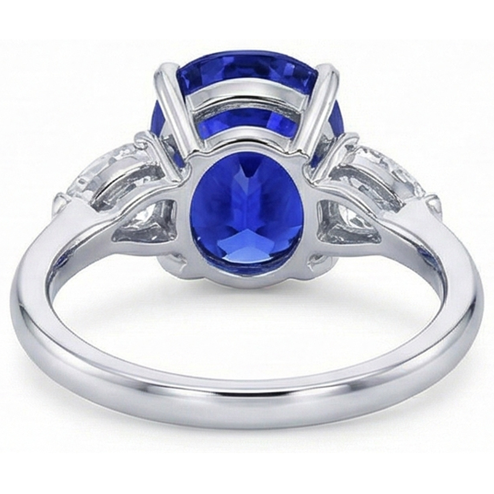 natural oval sapphire 4.50ct ring top view