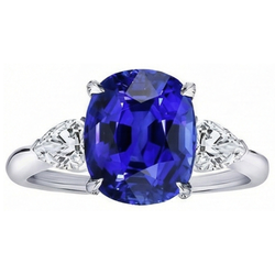 Natural Sapphire Ring 4.50ct - White Gold 14K