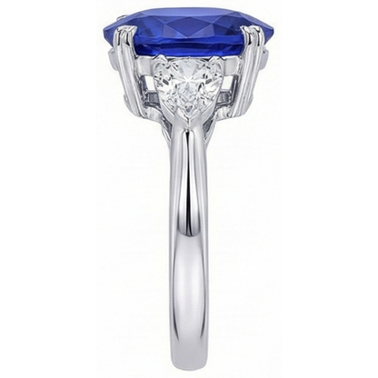 natural oval sapphire 4.50ct ring side angle