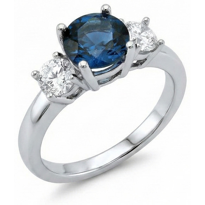 3 Stone Oval Sapphire With Round Natural Earth Mined Diamonds Ring 4 Ct White Gold 14K