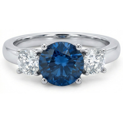 3 Stone Oval Sapphire With Round Natural Earth Mined Diamonds Ring 4 Ct White Gold 14K