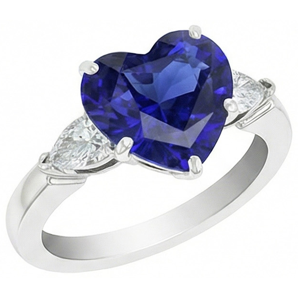 natural pear sapphire 4ct ring top view