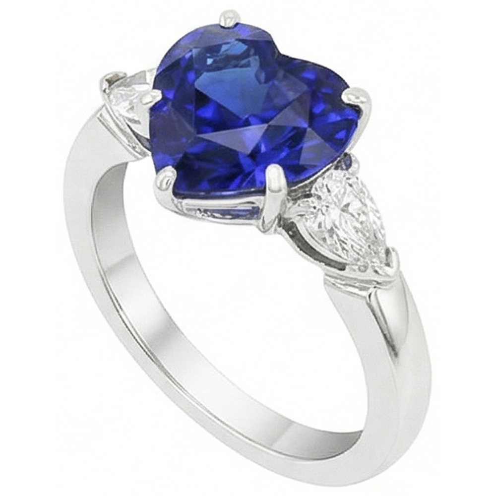 natural pear sapphire 4ct ring profile view