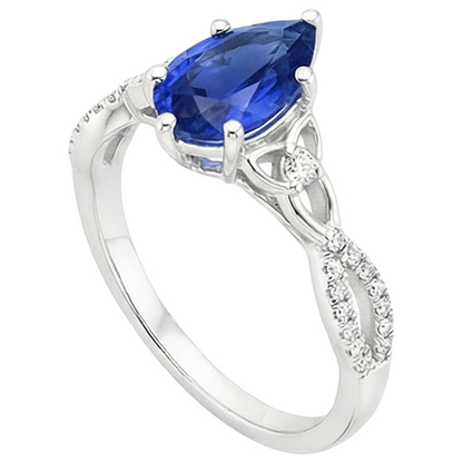 3 Stone Ring Ceylon Sapphire & Round Natural Earth Mined Diamond Accents 3.75 Carats
