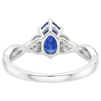 3 Stone Ring Ceylon Sapphire & Round Natural Earth Mined Diamond Accents 3.75 Carats