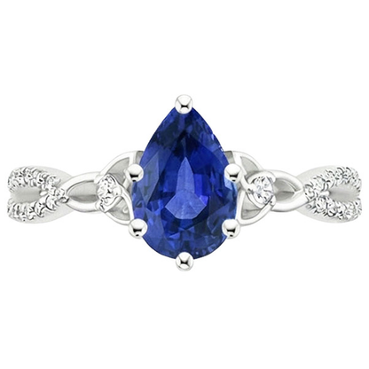 3 Stone Ring Ceylon Sapphire & Round Natural Earth Mined Diamond Accents 3.75 Carats
