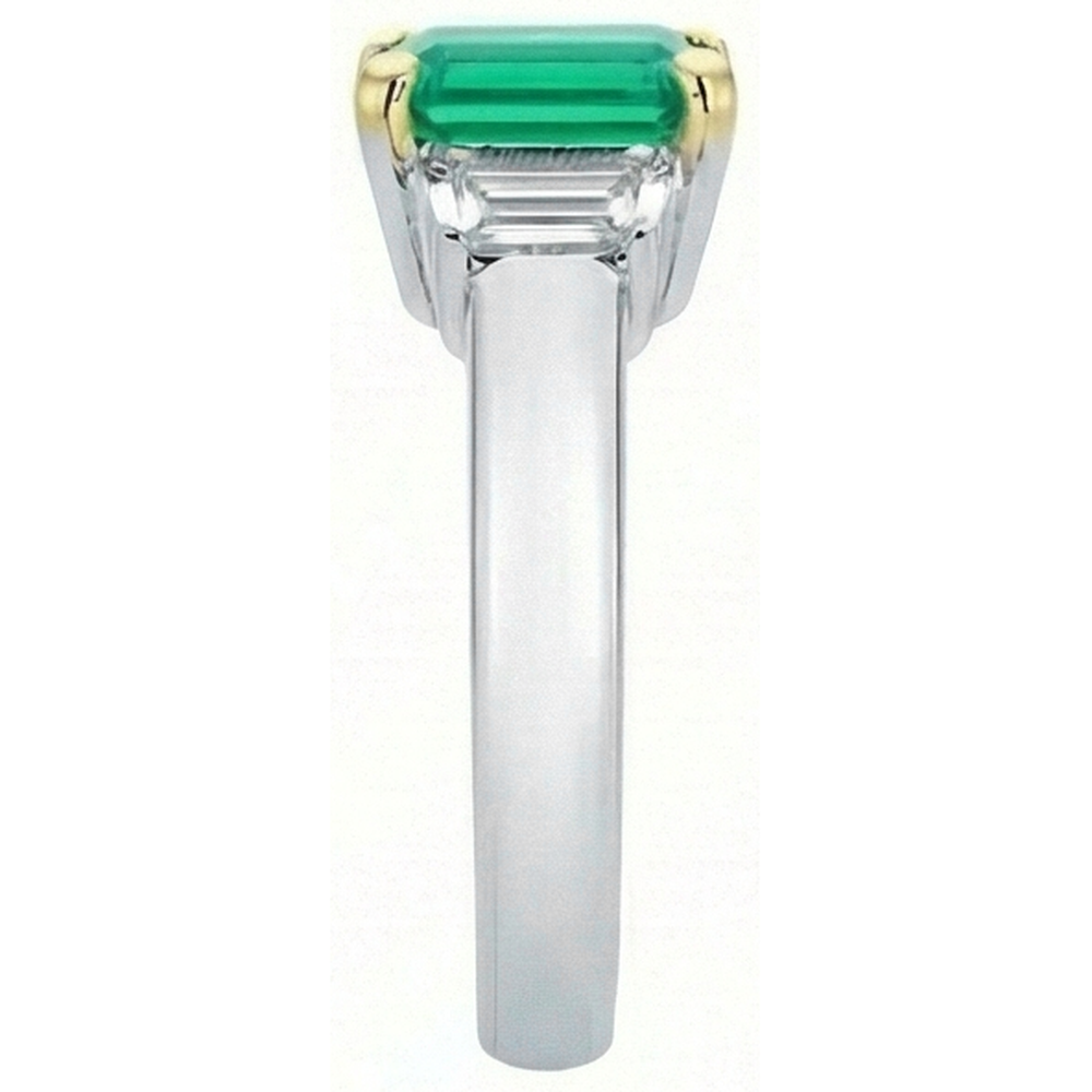 Natural Real ( Not Lab Grown ) 3 Stone Ring Green Emerald GIA Gold Jewelry