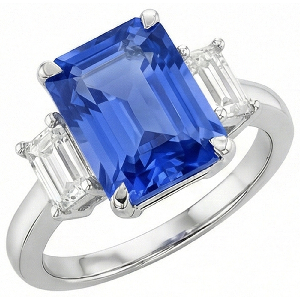 natural radiant sapphire 4ct ring side angle