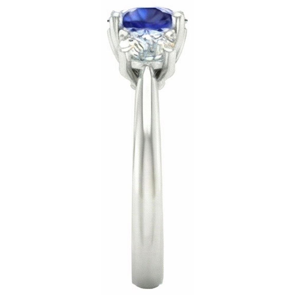 3 Stone Ring Round Prong Set Sapphire Natural Earth Mined Diamonds 5 Carats Gold Jewelry