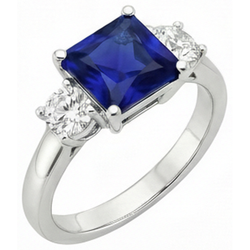 Natural Sapphire Ring 6ct - White Gold 14K