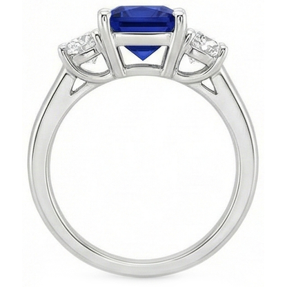 natural round sapphire 6ct ring on white background