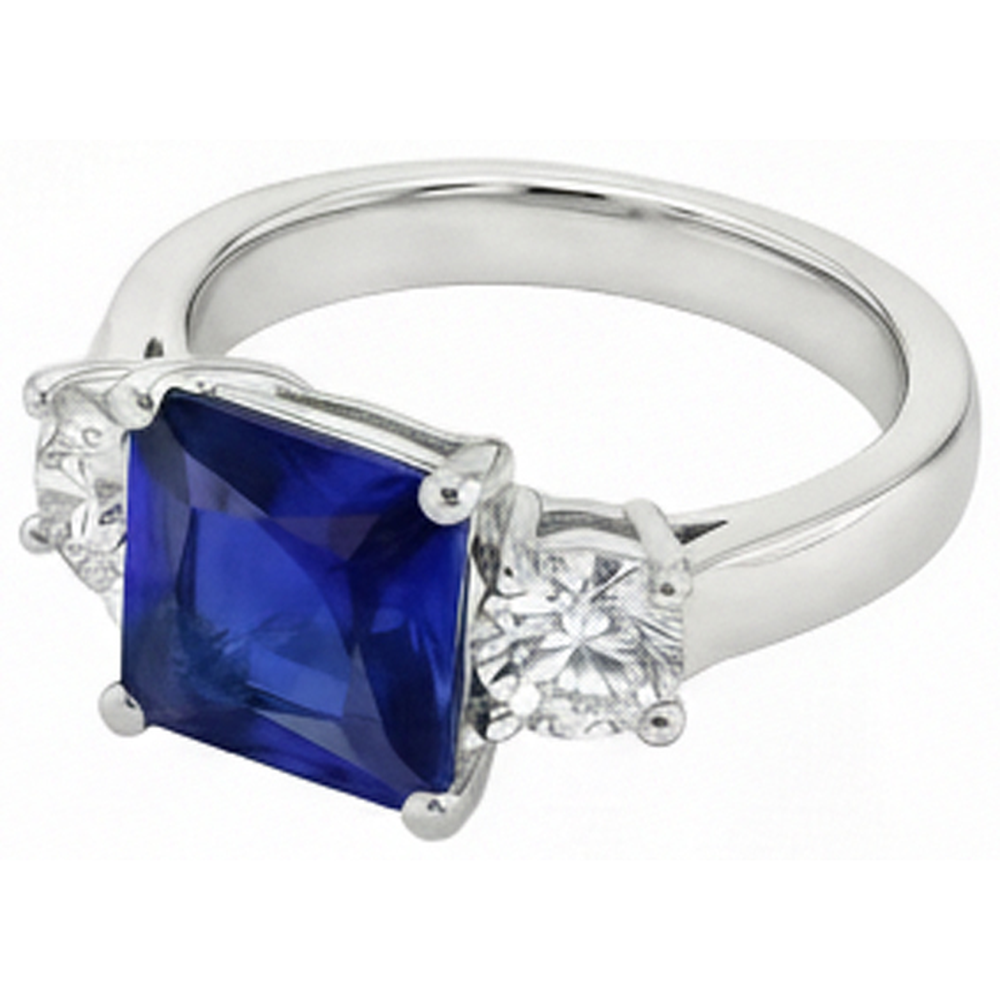 natural round sapphire 6ct ring top view