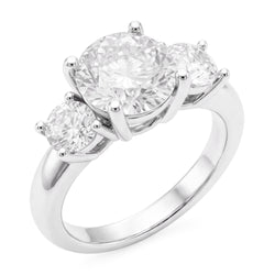 3 Stone Round Old Mine Cut Natural Diamond Engagement Ring 4 Carats