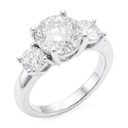 3 Stone Round Old Mine Cut Natural Diamond Engagement Ring 4 Carats
