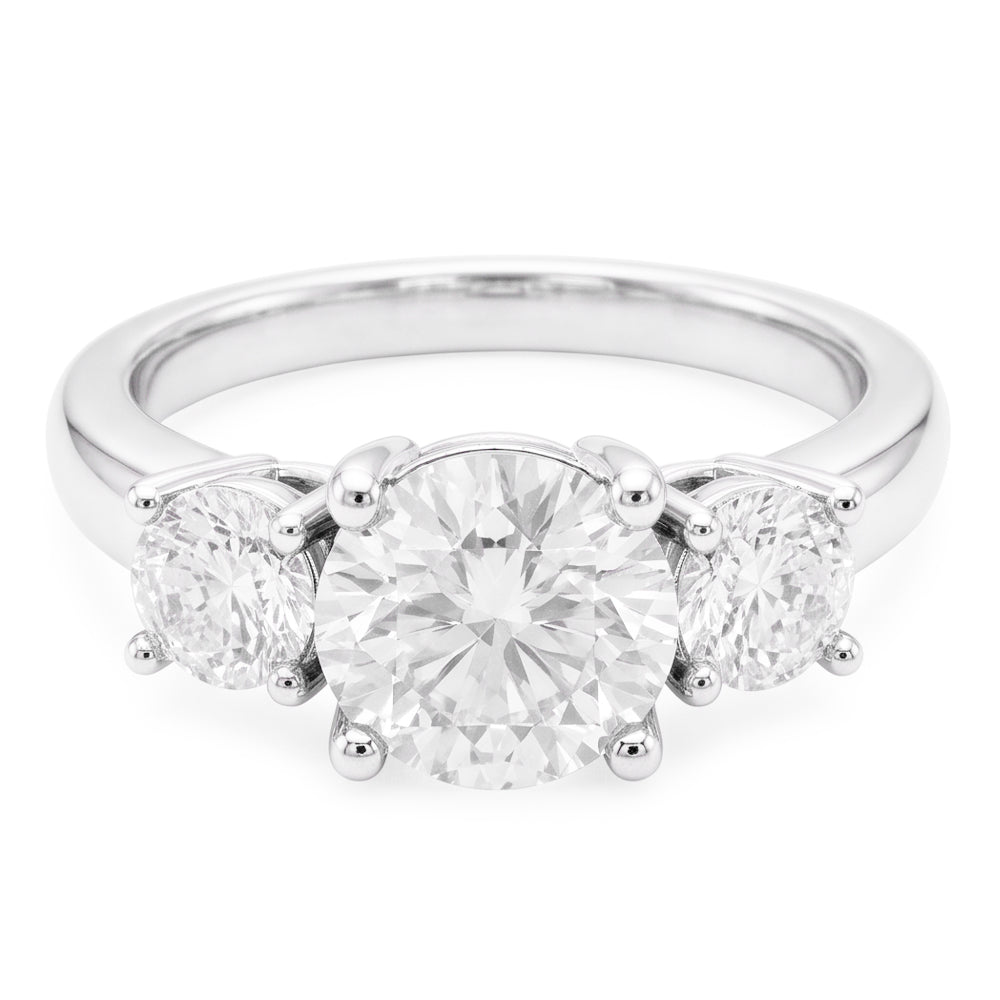 3 Stone Round Old Mine Cut Natural Diamond Engagement Ring 4 Carats