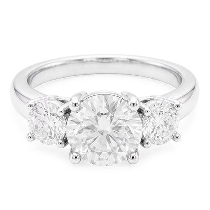 3 Stone Round Old Mine Cut Natural Diamond Engagement Ring 4 Carats