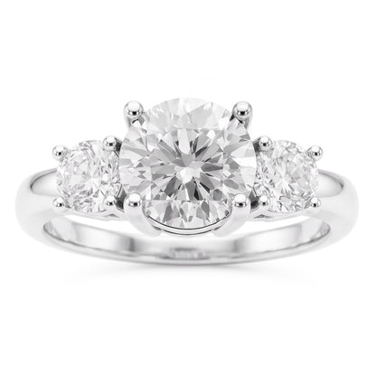 3 Stone Round Old Mine Cut Natural Diamond Engagement Ring 4 Carats