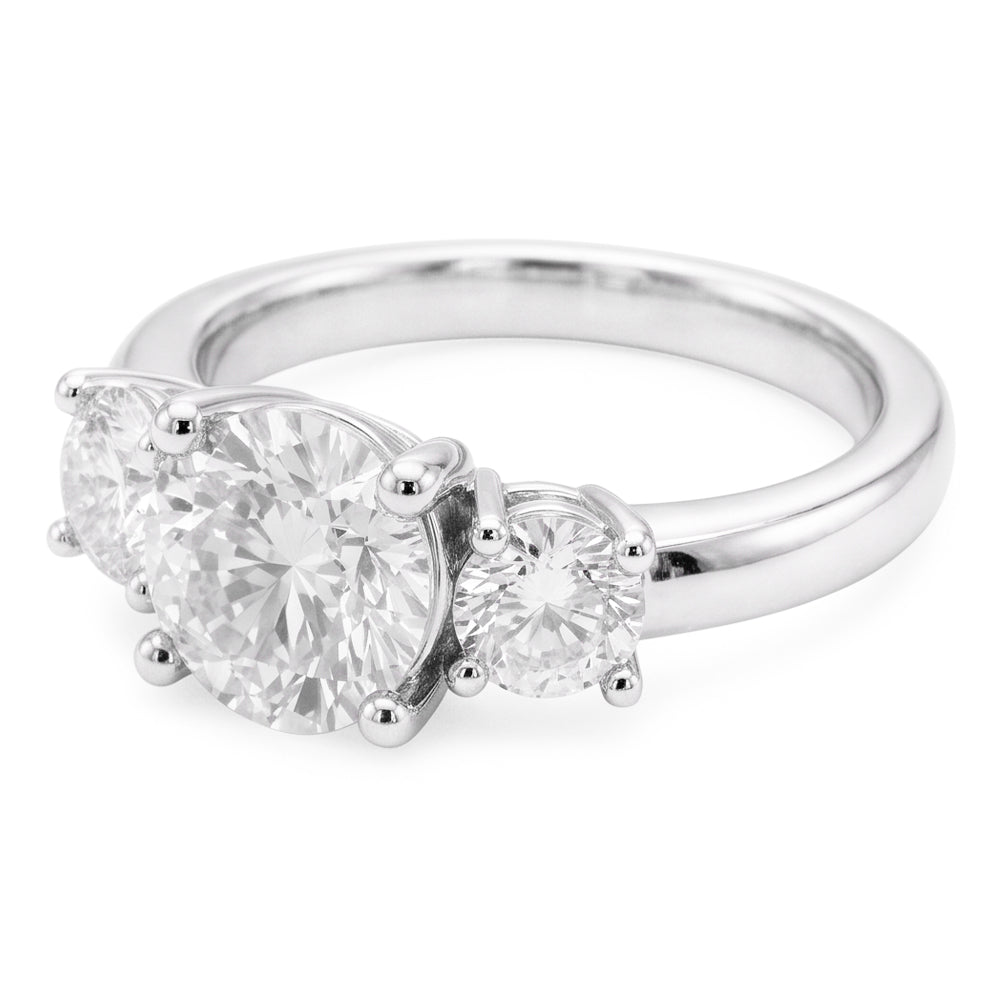 3 Stone Round Old Mine Cut Natural Diamond Engagement Ring 4 Carats