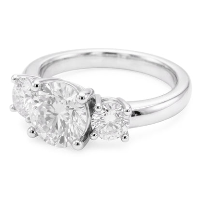 3 Stone Round Old Mine Cut Natural Diamond Engagement Ring 4 Carats