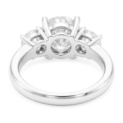 3 Stone Round Old Mine Cut Natural Diamond Engagement Ring 4 Carats