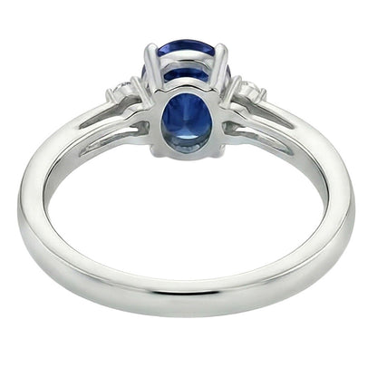 3 Stone Sri Lanka Blue Sapphire & Natural Earth Mined Diamond Ring 3.20 Carats New