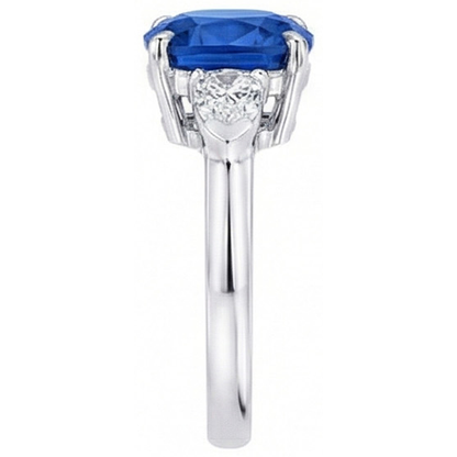 3 Stone Sri Lankan Sapphire Natural Earth Mined Diamond 3.25 Carats Ring White Gold 14K