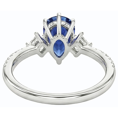 3 Stone Style Ceylon Sapphire Ring With Natural Earth Mined Diamond Accents 2.50 Carats