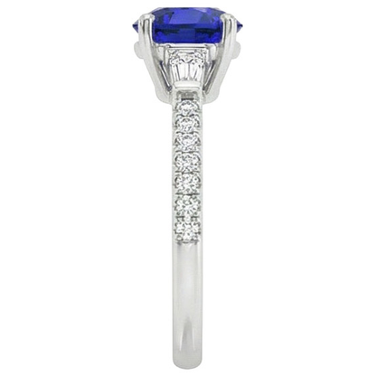 natural round sapphire 5ct ring profile view