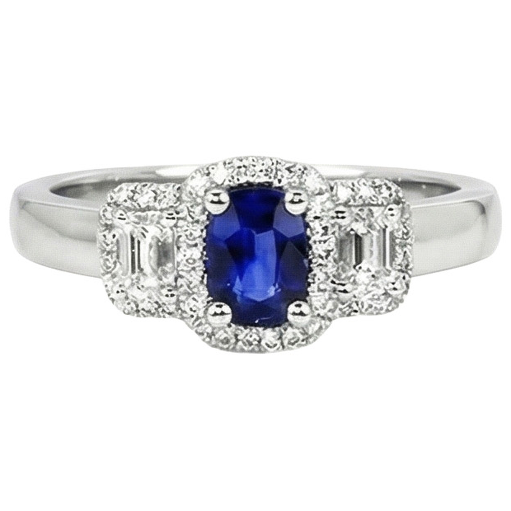 natural round sapphire 3.50ct ring side angle