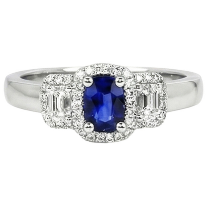 natural round sapphire 3.50ct ring side angle