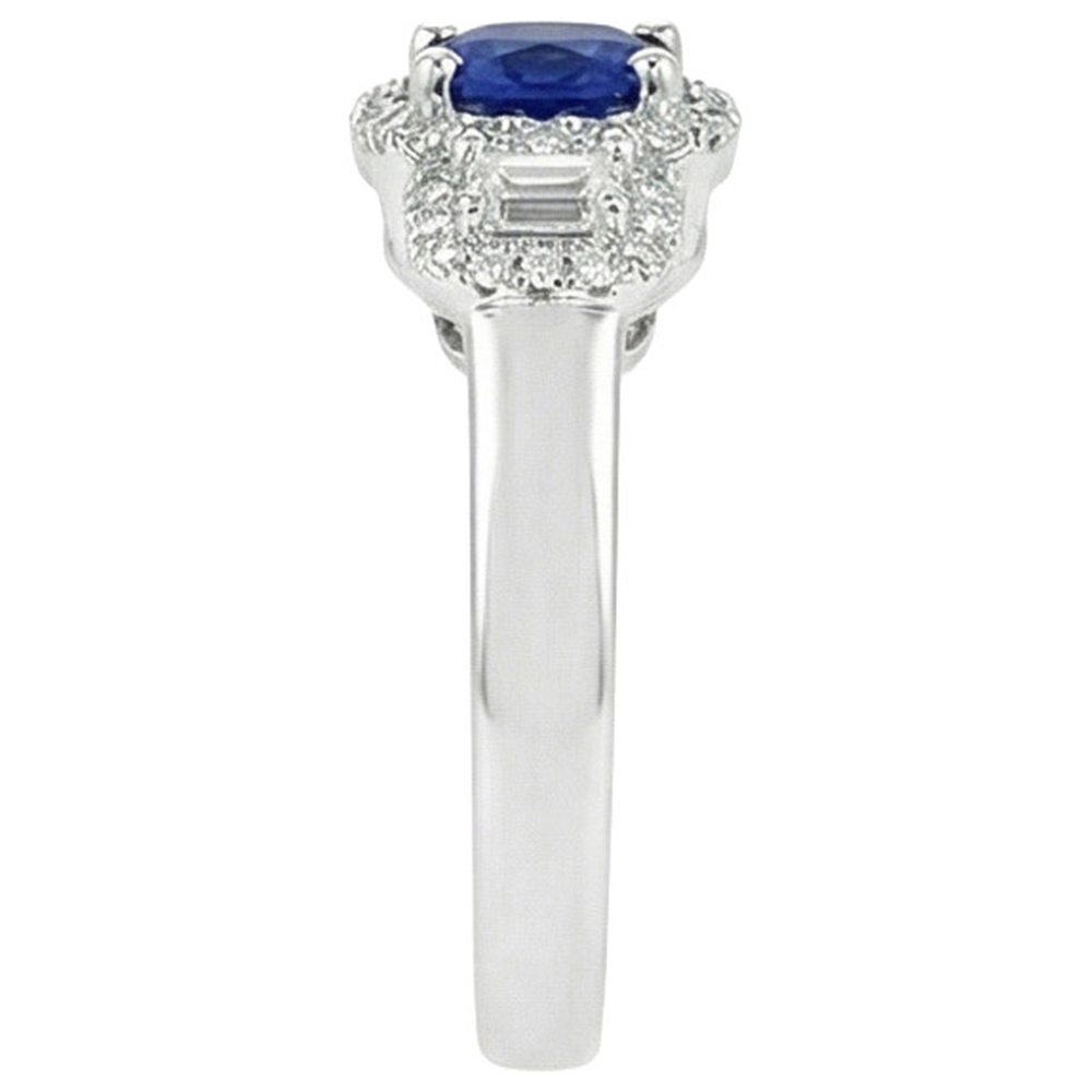 natural round sapphire 3.50ct ring top view