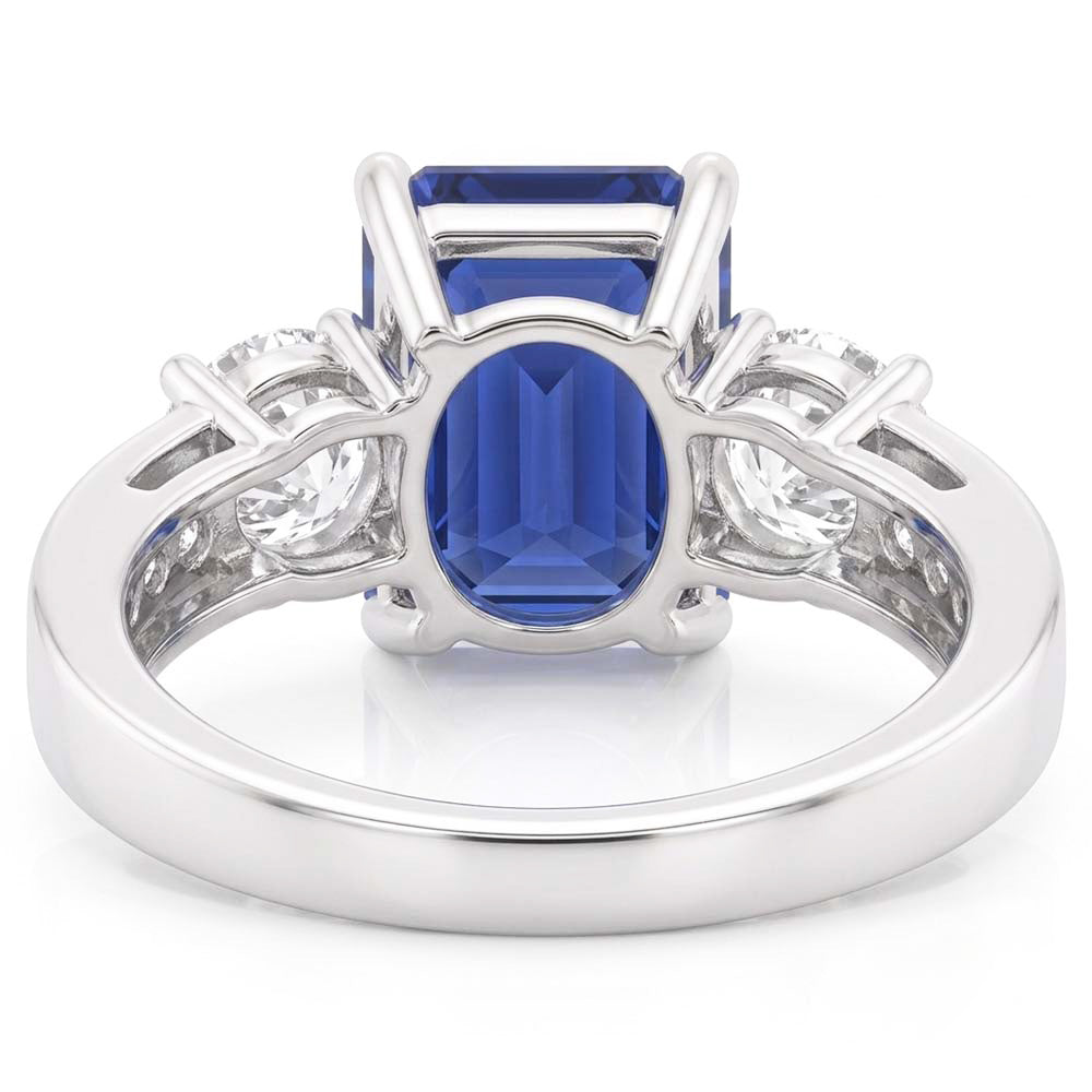 3 Stone Style Natural Earth Mined Diamond Ring Emerald Ceylon Sapphire Jewelry 3 Carats