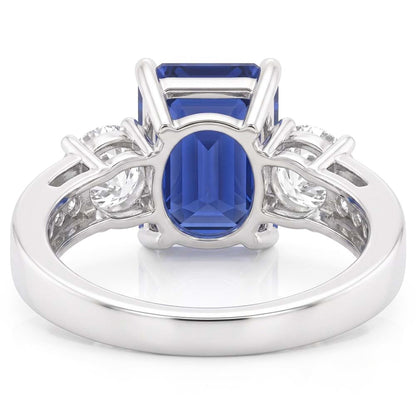 3 Stone Style Natural Earth Mined Diamond Ring Emerald Ceylon Sapphire Jewelry 3 Carats