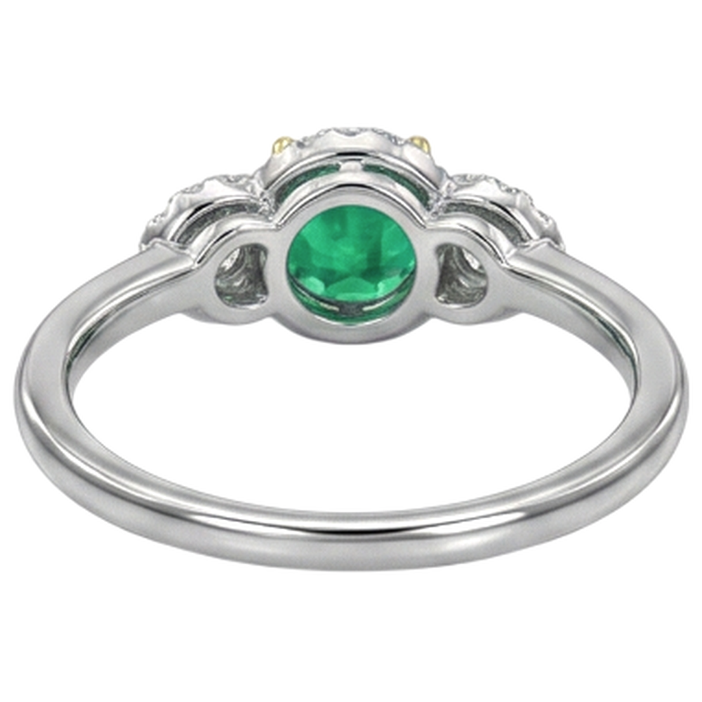 Natural Real ( Not Lab Grown ) 3 Stone Style Ring Halo Green Emerald GIA Thin Band