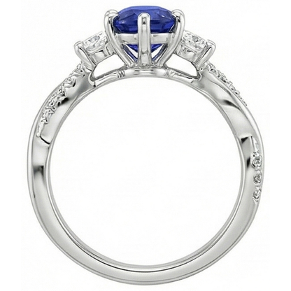natural round sapphire 6ct ring on white background
