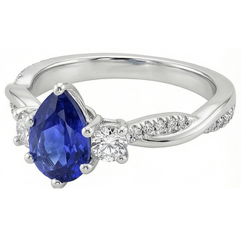 natural round sapphire 6ct ring top view
