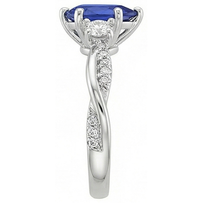 natural round sapphire 6ct ring profile view